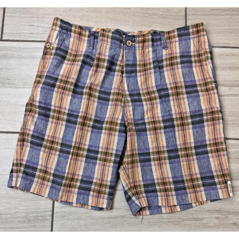 Tommy Bahama Relax Men's 100% Linen Light Plaid Bermuda Shorts Size‎ 40